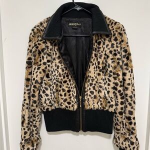 GUESS Leopard Print Teddy Jacket